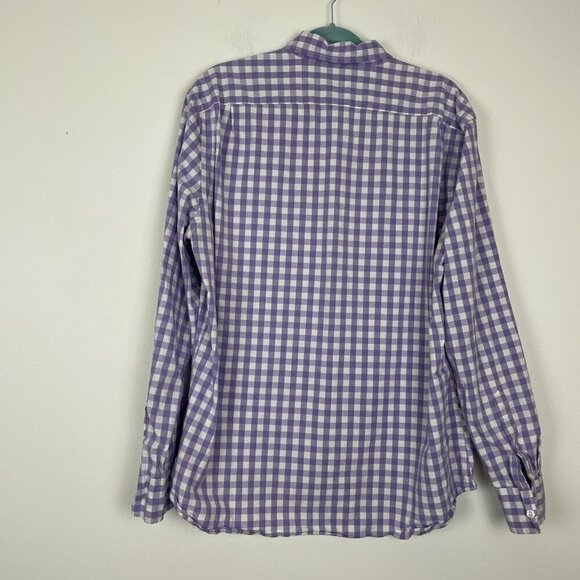 J crew Flex Washed Mens Purple White Plaid Button Up Shirt Slim Fit Size XL - Picture 4 of 4